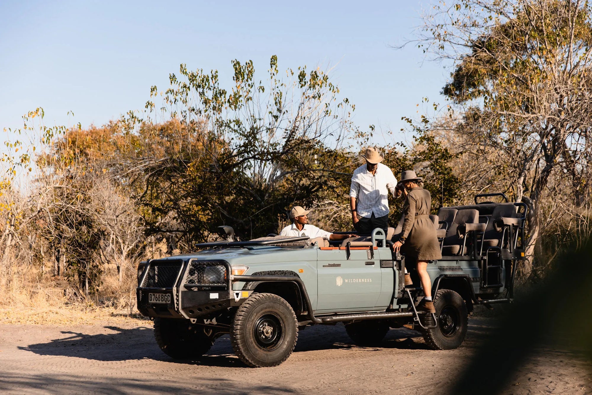 Weather permitting, a roof-off game drive in the cooler dry season is the very best way to enjoy wildlife viewing. at Wild...