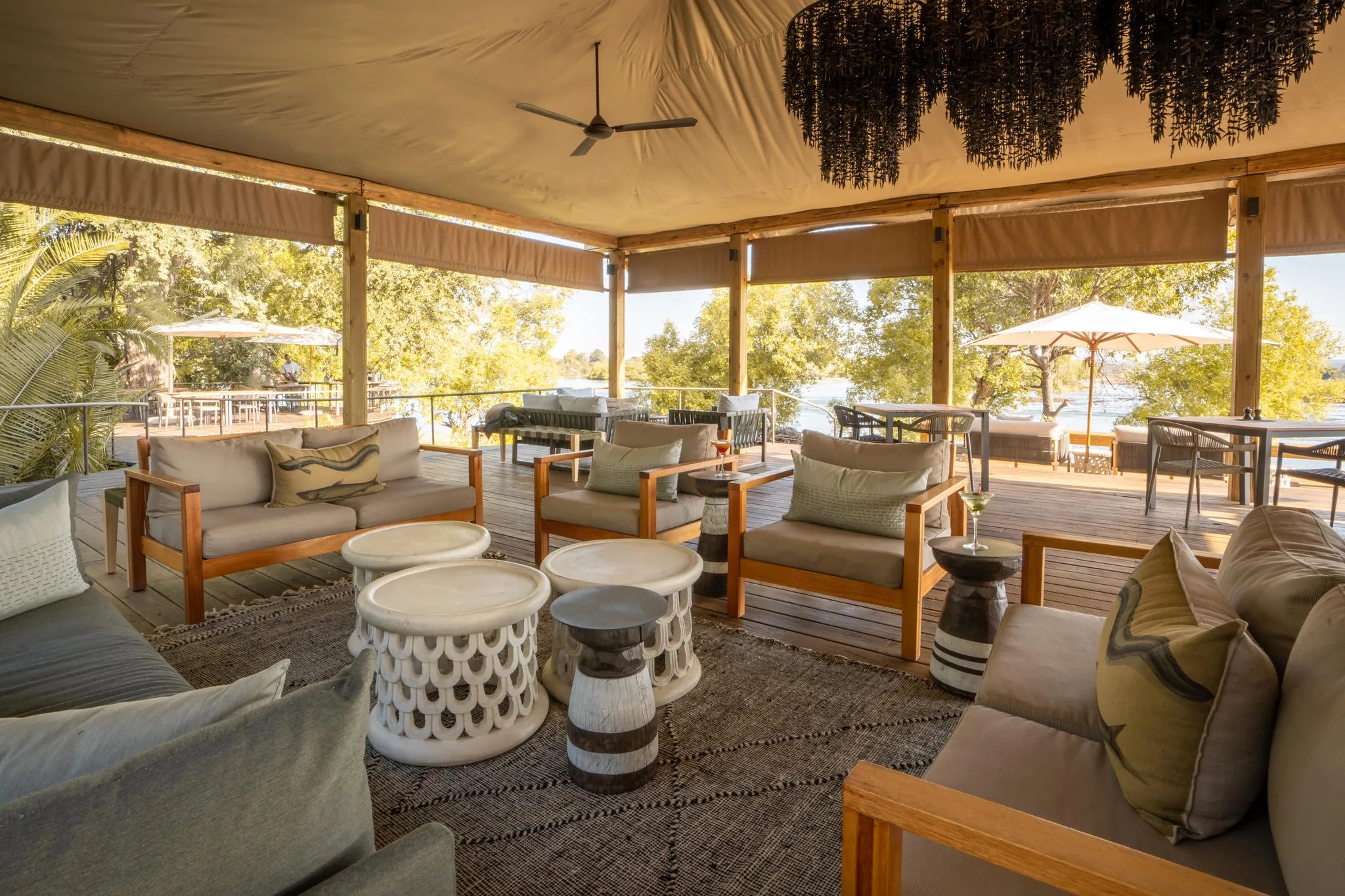 Toka Leya Camp at Wilderness Toka Leya, Livingstone, Zambia.