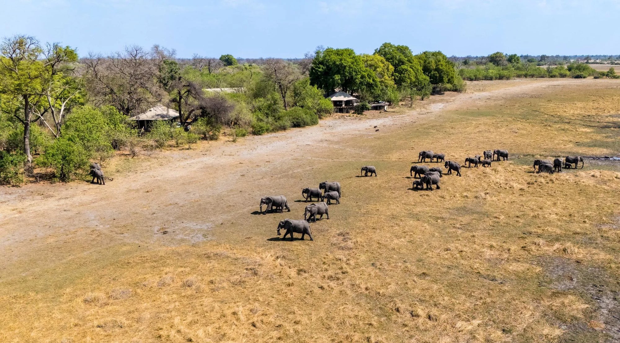Zarafa Camp - Aerial View at Zarafa Camp, Selinda Reserve, Botswana.