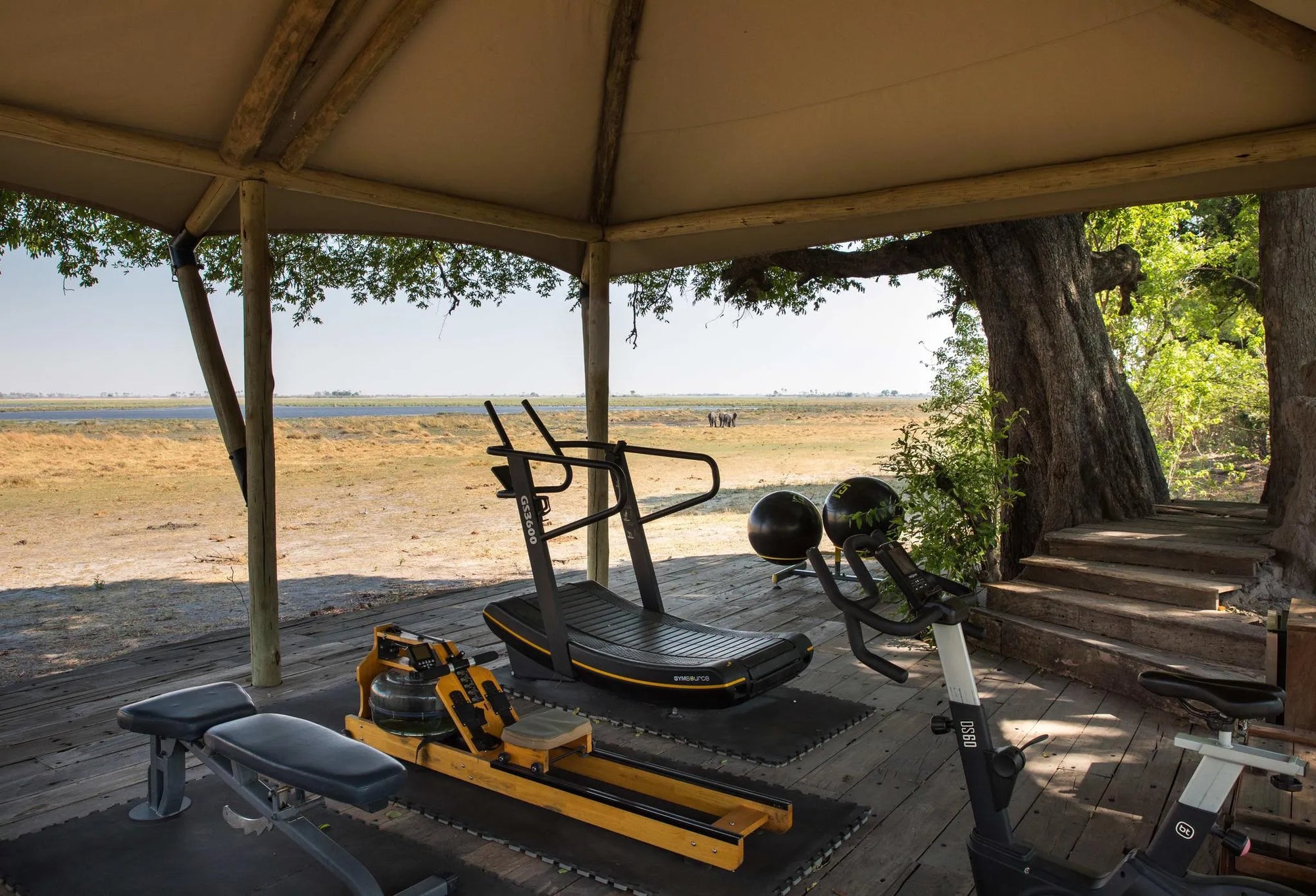 Zarafa Camp - Gym Facility at Zarafa Camp, Selinda Reserve, Botswana.