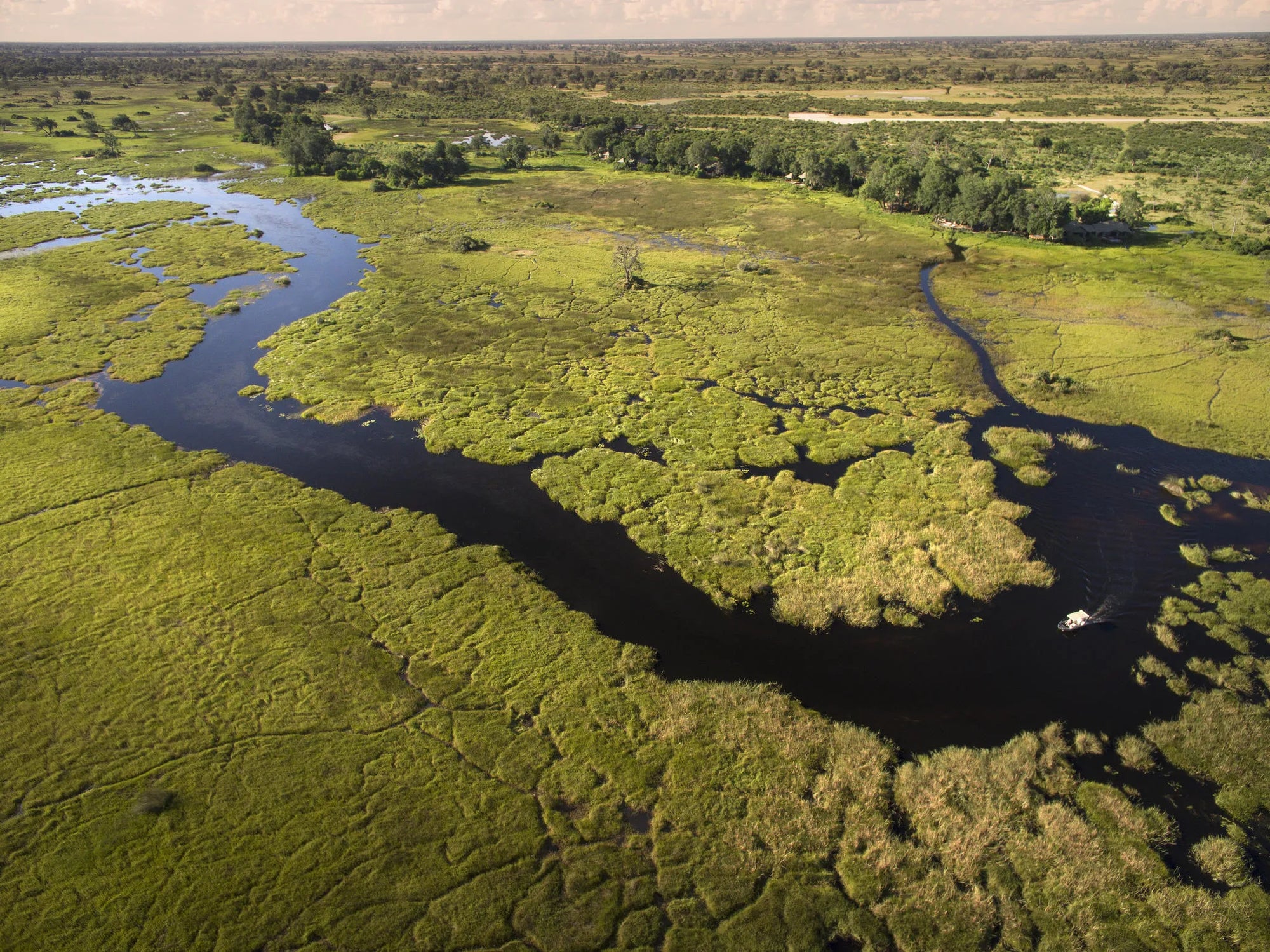 Duba Concession Aerial View at Duba Plains Camp, Duba Plains Private Reserve, Botswana.