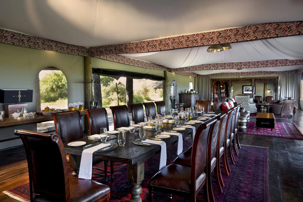 Duba Plains Dining at Duba Plains Camp, Duba Plains Private Reserve, Botswana.