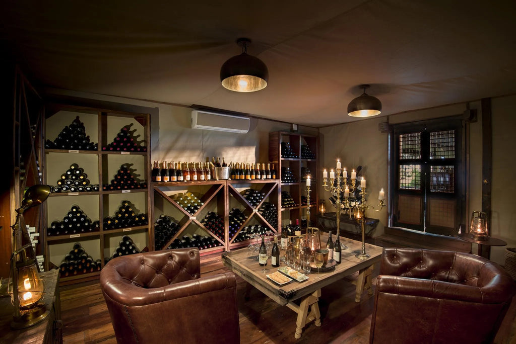 Duba Plains Wine Cellar at Duba Plains Camp, Duba Plains Private Reserve, Botswana.