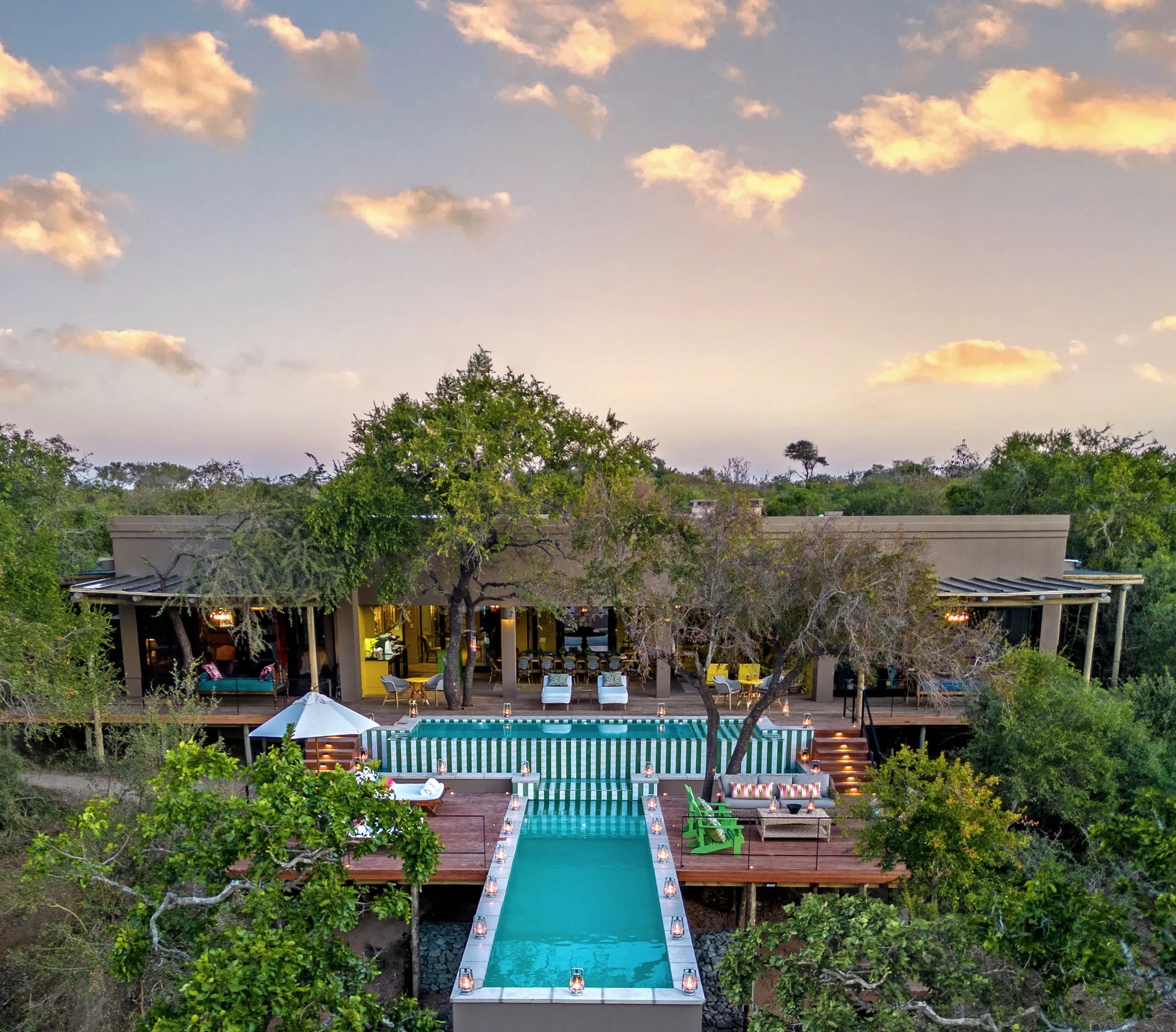 Africa House Pool at Africa House at Royal Malewane, Thornybush Game Reserve, South Africa.