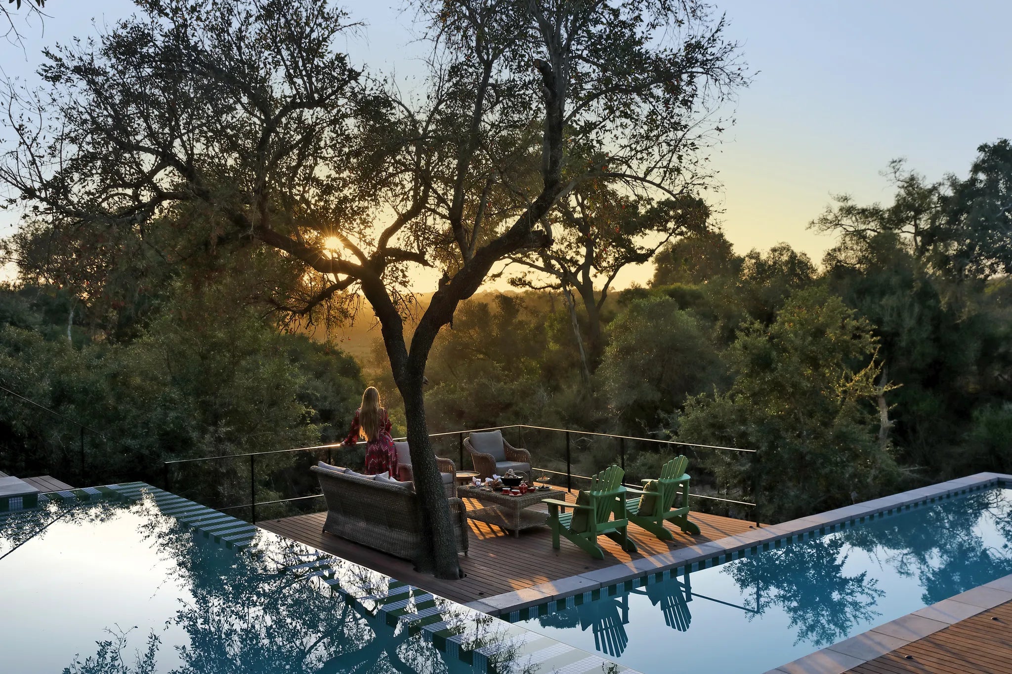 Africa House Sunset View at Africa House at Royal Malewane, Thornybush Game Reserve, South Africa.