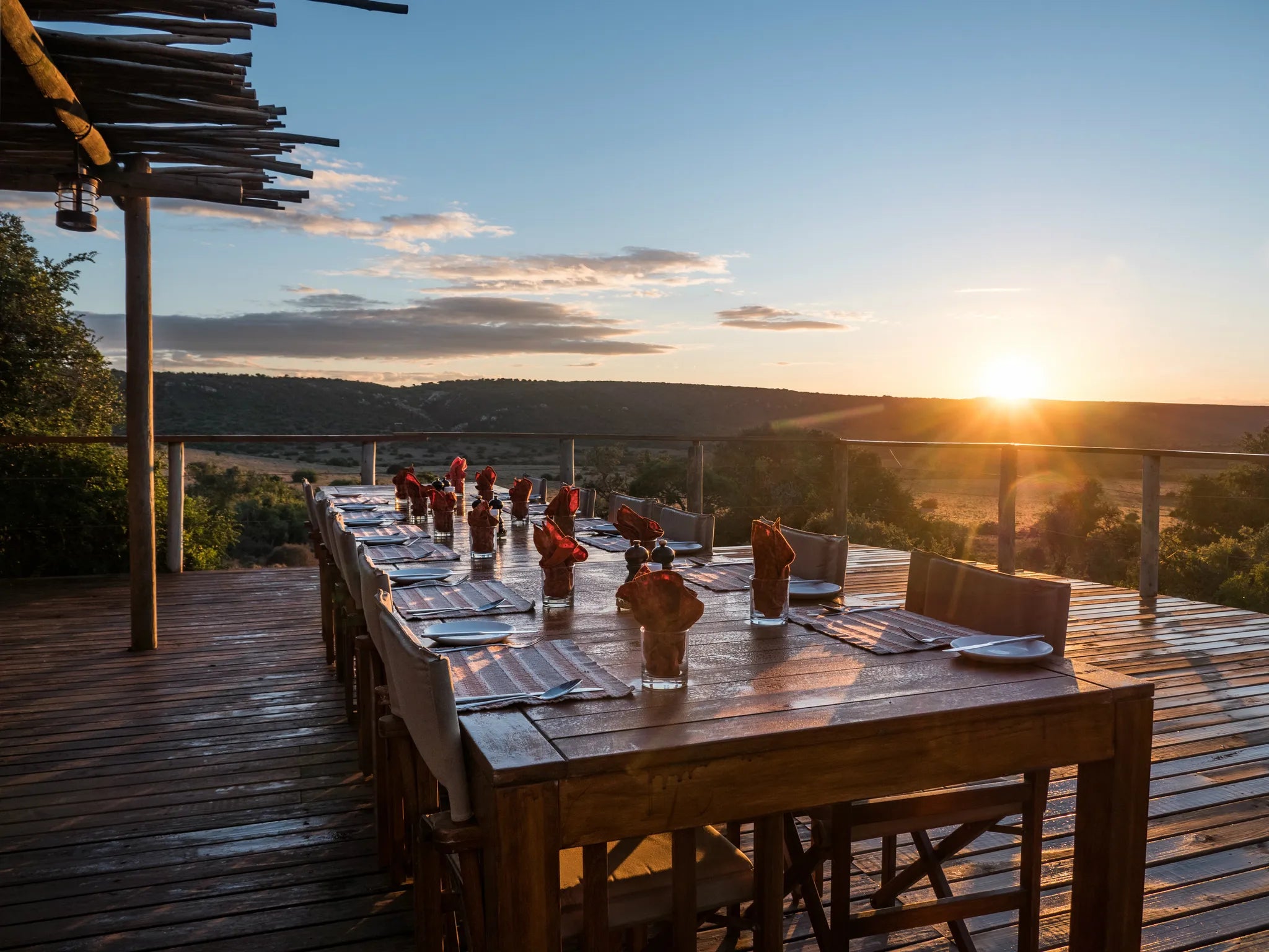 Main Deck View at Amakhala Woodbury Tented Camp, Amakhala Game Reserve, South Africa.