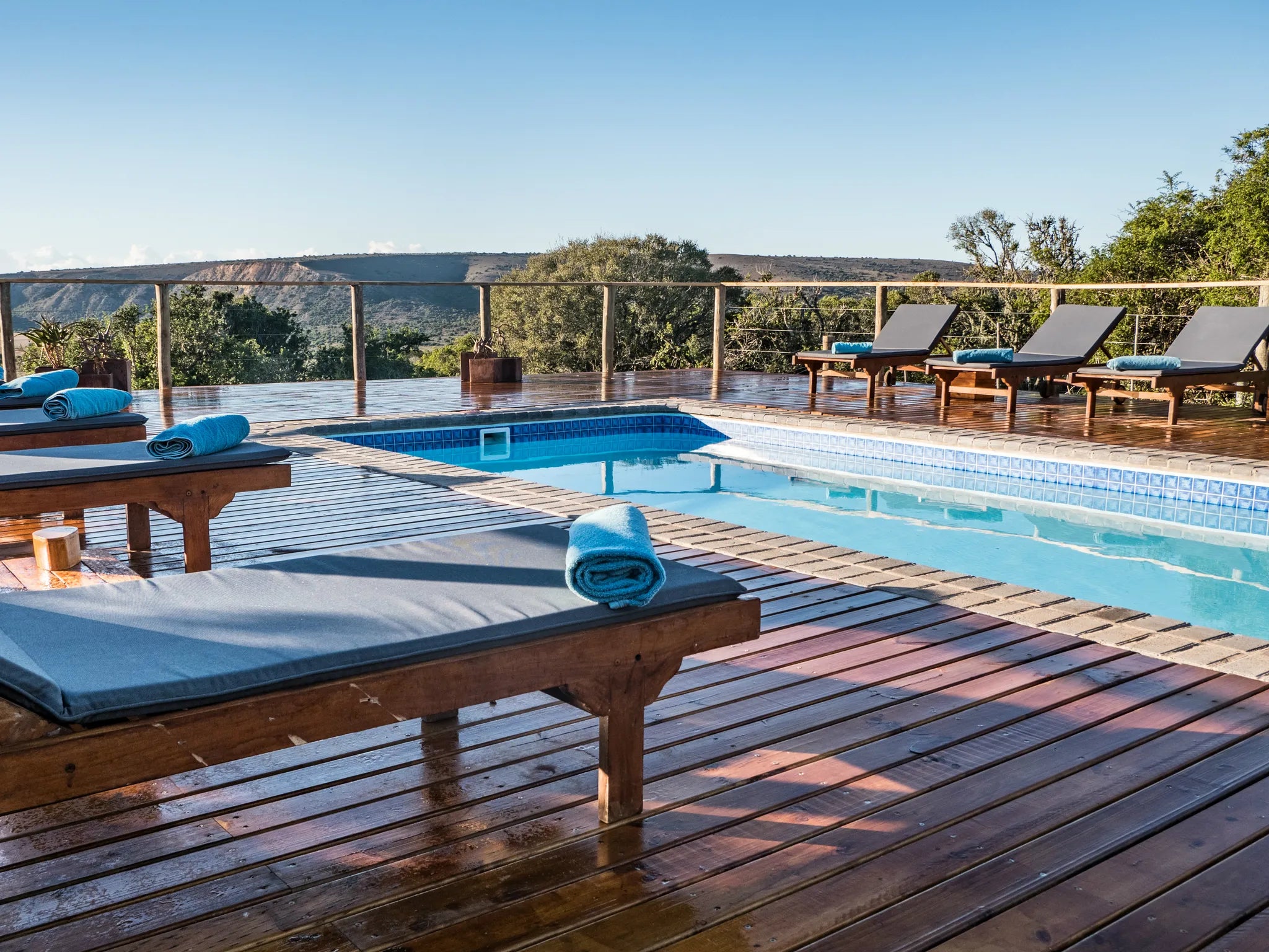 Swimming pool at Amakhala Woodbury Tented Camp, Amakhala Game Reserve, South Africa.