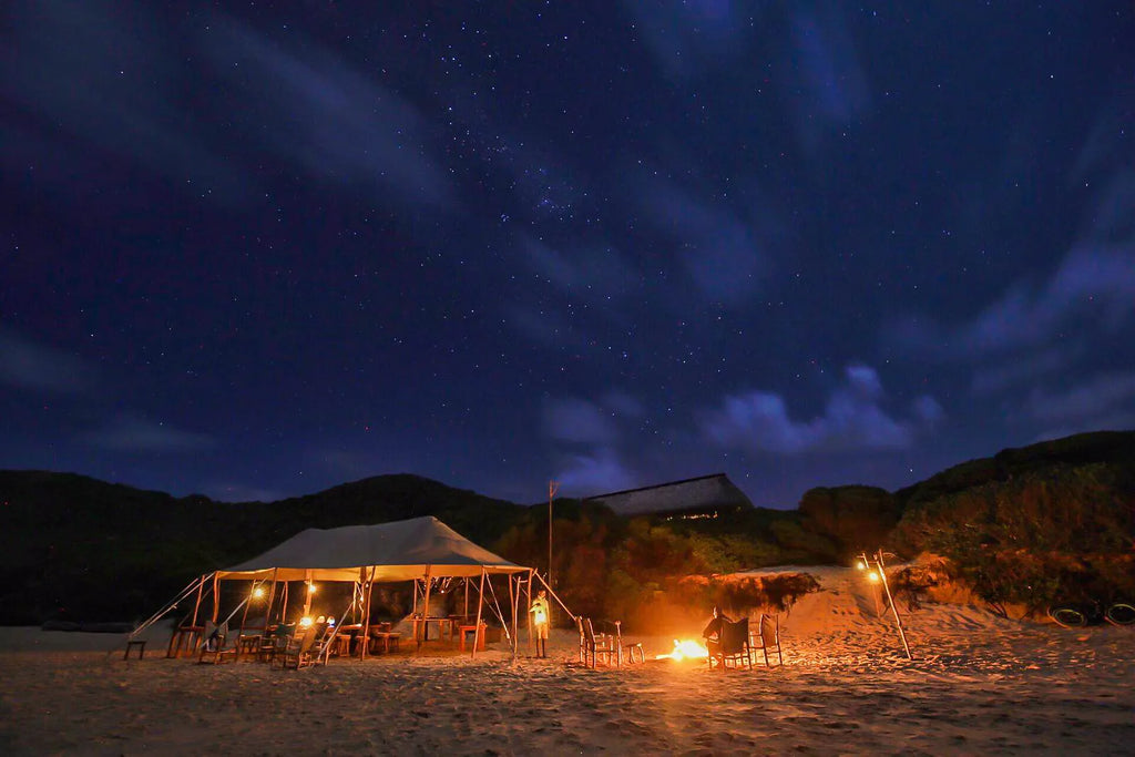 Beach Fire and Stars at Anvil Bay Lodge, Maputo Special Reserve, Mozambique.