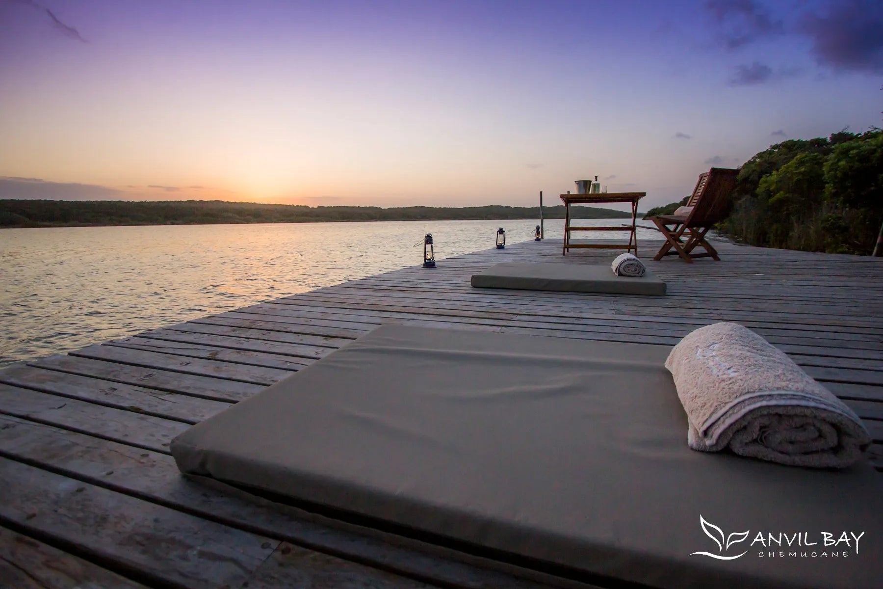 Ponta Chemucane's Lake Machai deck - at Anvil Bay Lodge, Maputo Special Reserve, Mozambique.