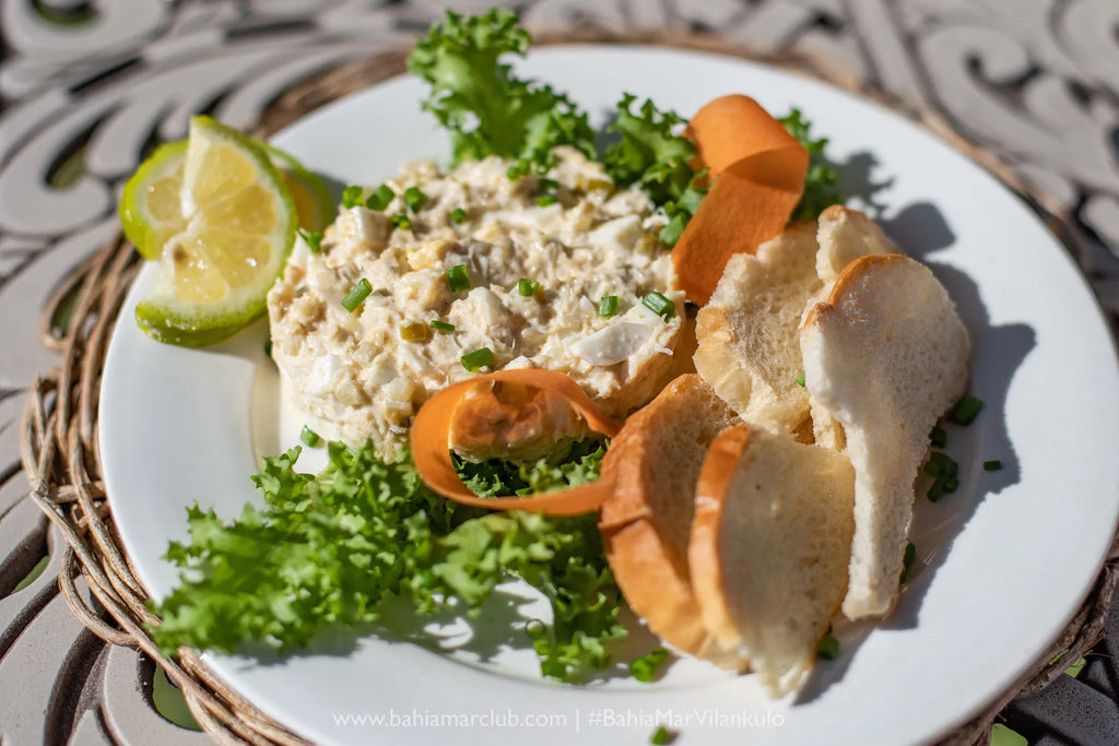 Crab salad at Bahia Mar Boutique Hotel, Vilankulos, Mozambique.