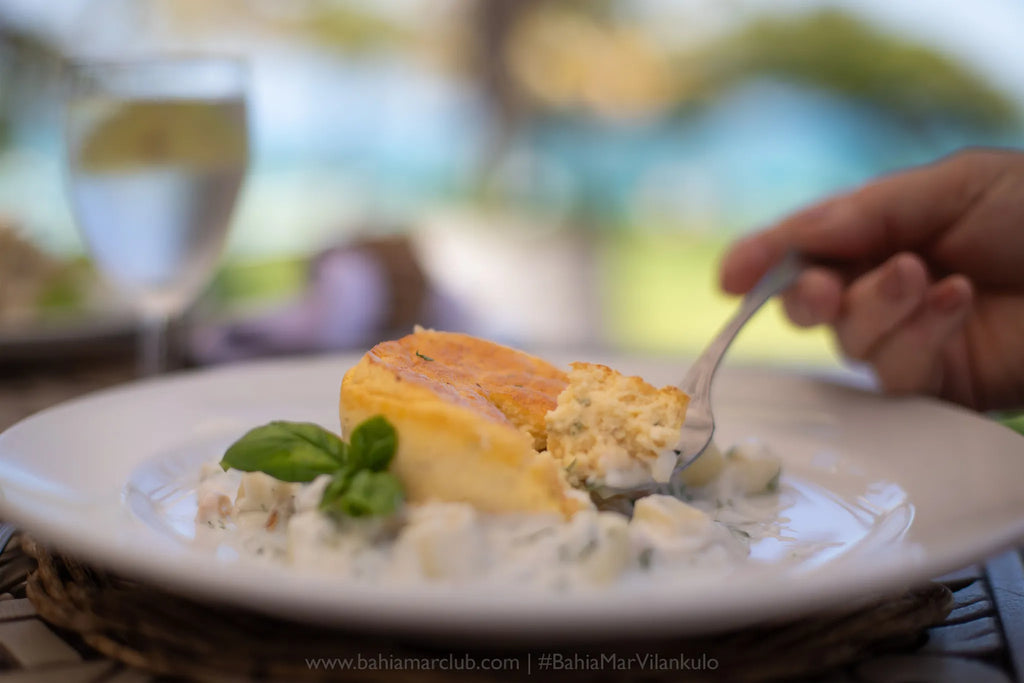Crab Souflé at Bahia Mar Boutique Hotel, Vilankulos, Mozambique.