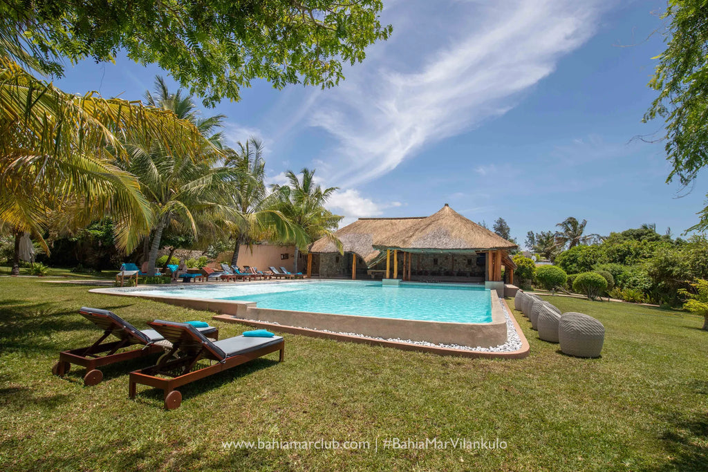 Pool and Bar overlooking the sea at Bahia Mar Boutique Hotel, Vilankulos, Mozambique.