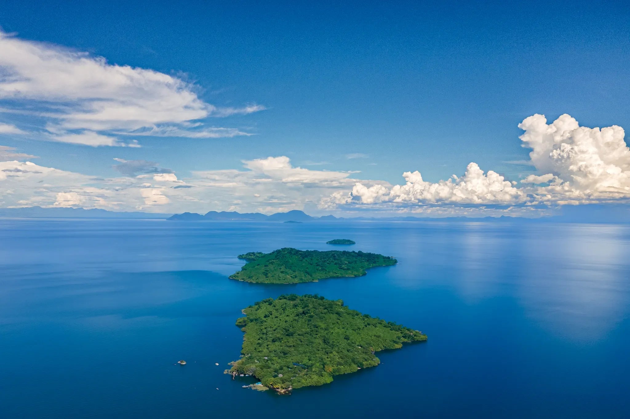 View over the Maleri Islands at Blue Zebra Island Lodge, Nankoma Island, Malawi.