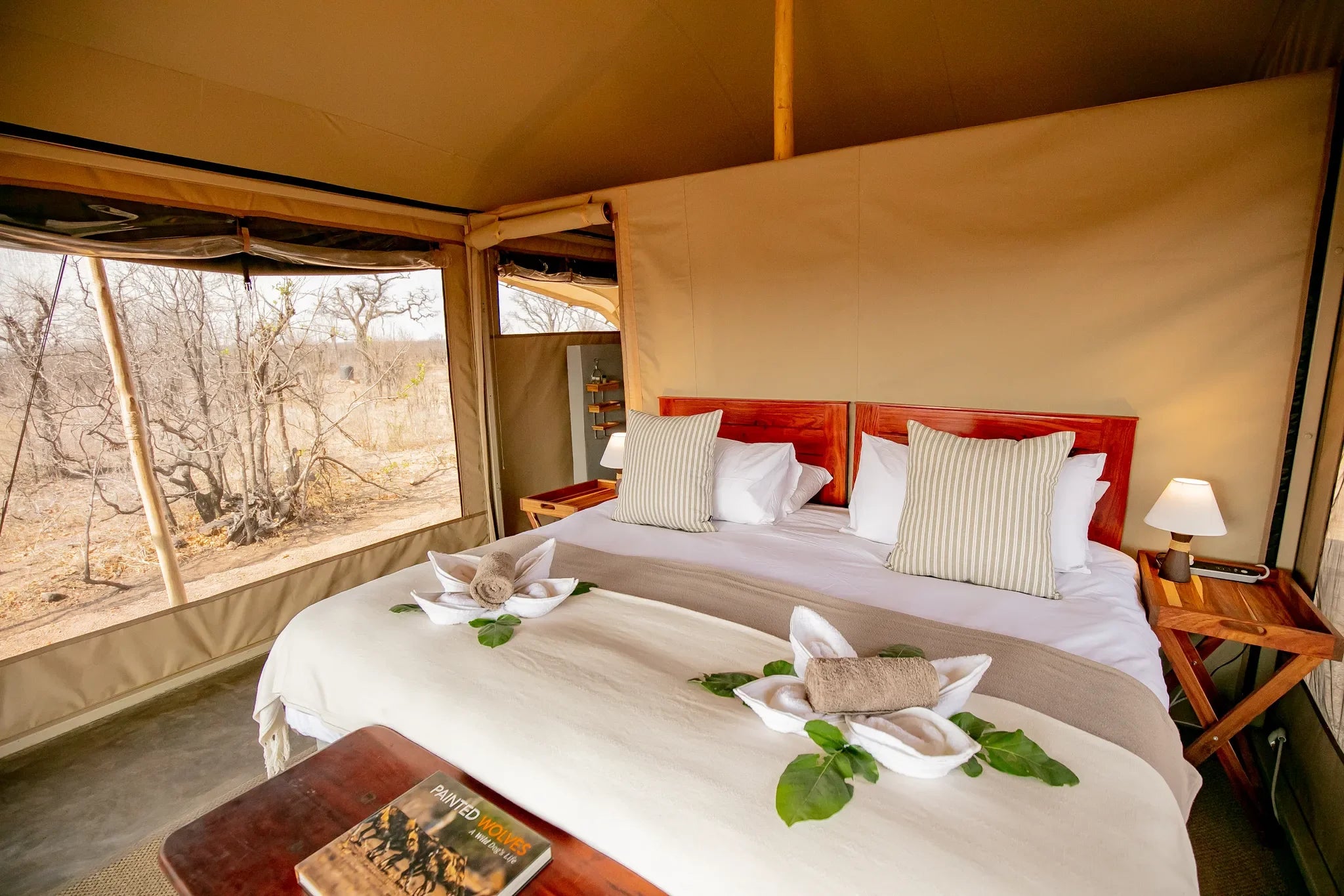 Guests Bedroom at Camp Chitubu, Western Hwange National Park, Zimbabwe.