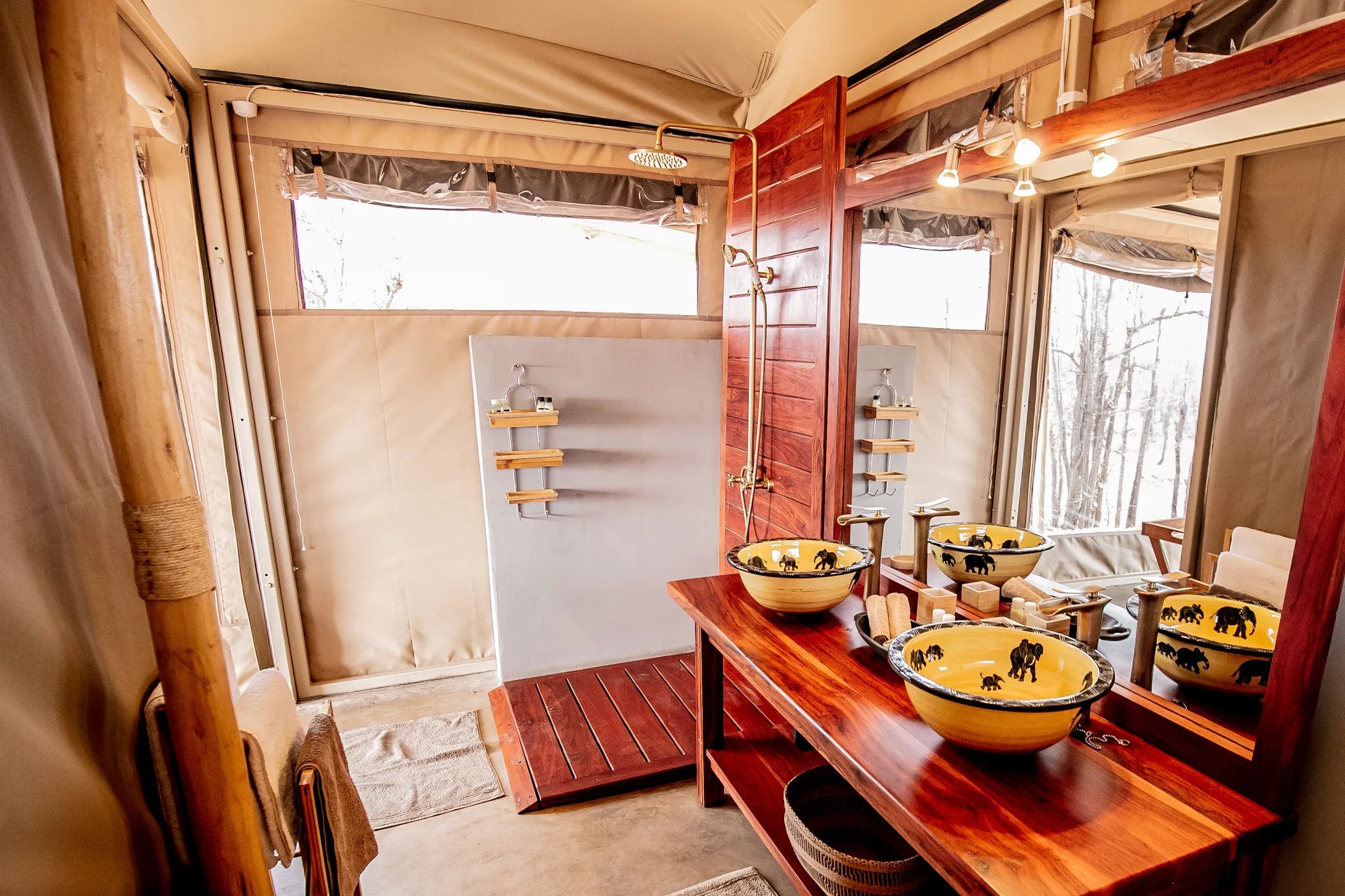Bathrooms at Camp Chitubu, Western Hwange National Park, Zimbabwe.