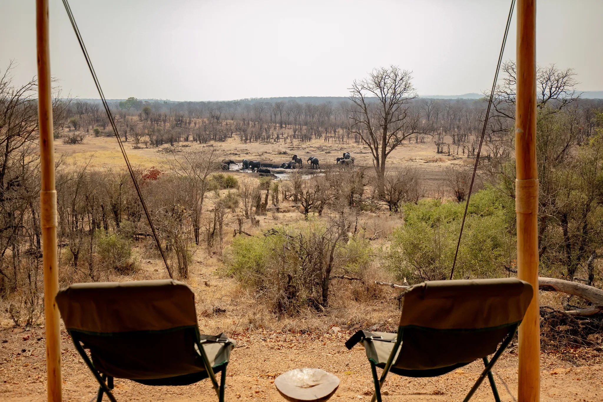 View from Guests Room at Camp Chitubu, Western Hwange National Park, Zimbabwe.