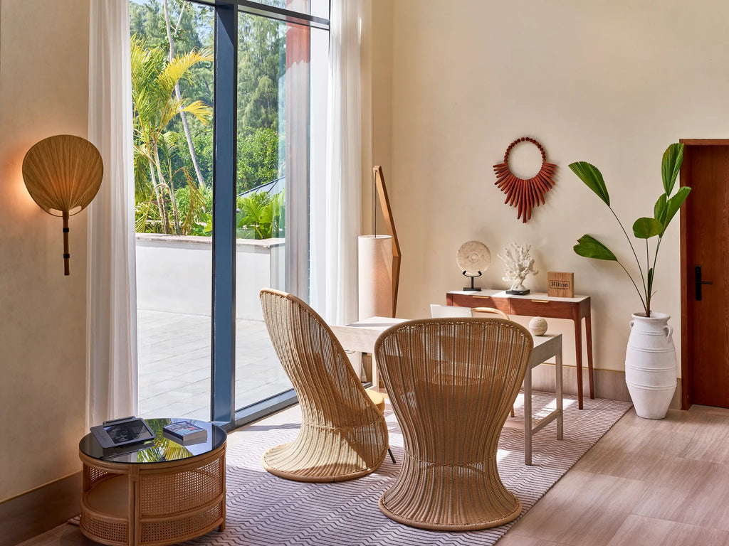 Concierge area at Canopy by Hilton Seychelles Resort, Mahe Island, Seychelles.