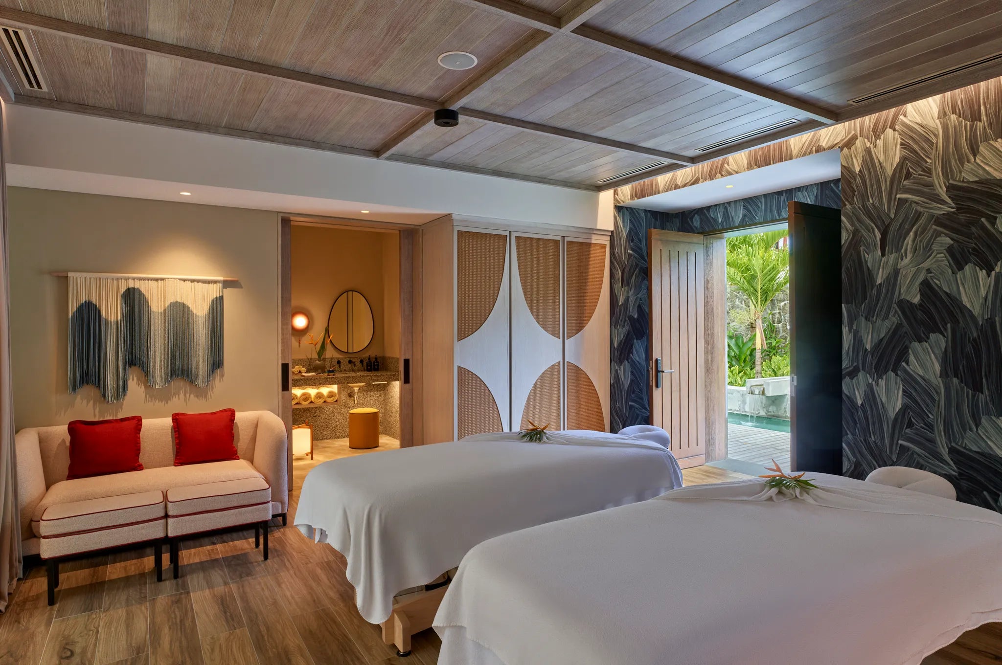 Couple treatment room at Canopy by Hilton Seychelles Resort, Mahe Island, Seychelles.