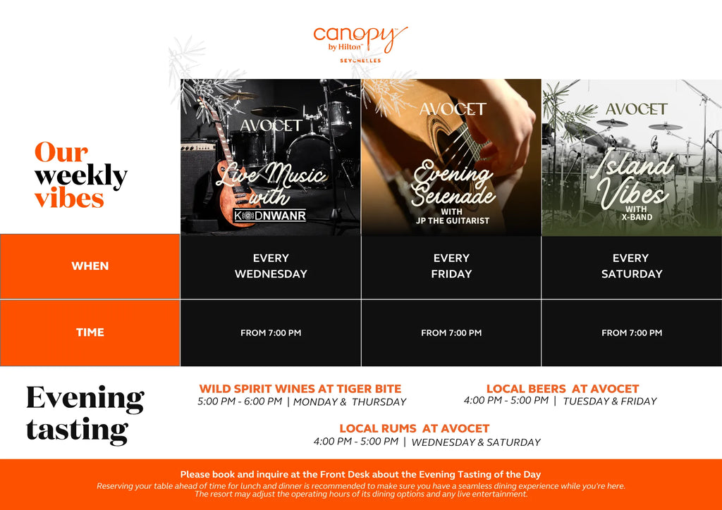 Entertainment and Evening Tasting at Canopy by Hilton Seychelles at Canopy by Hilton Seychelles Resort, Mahe Island, Seych...