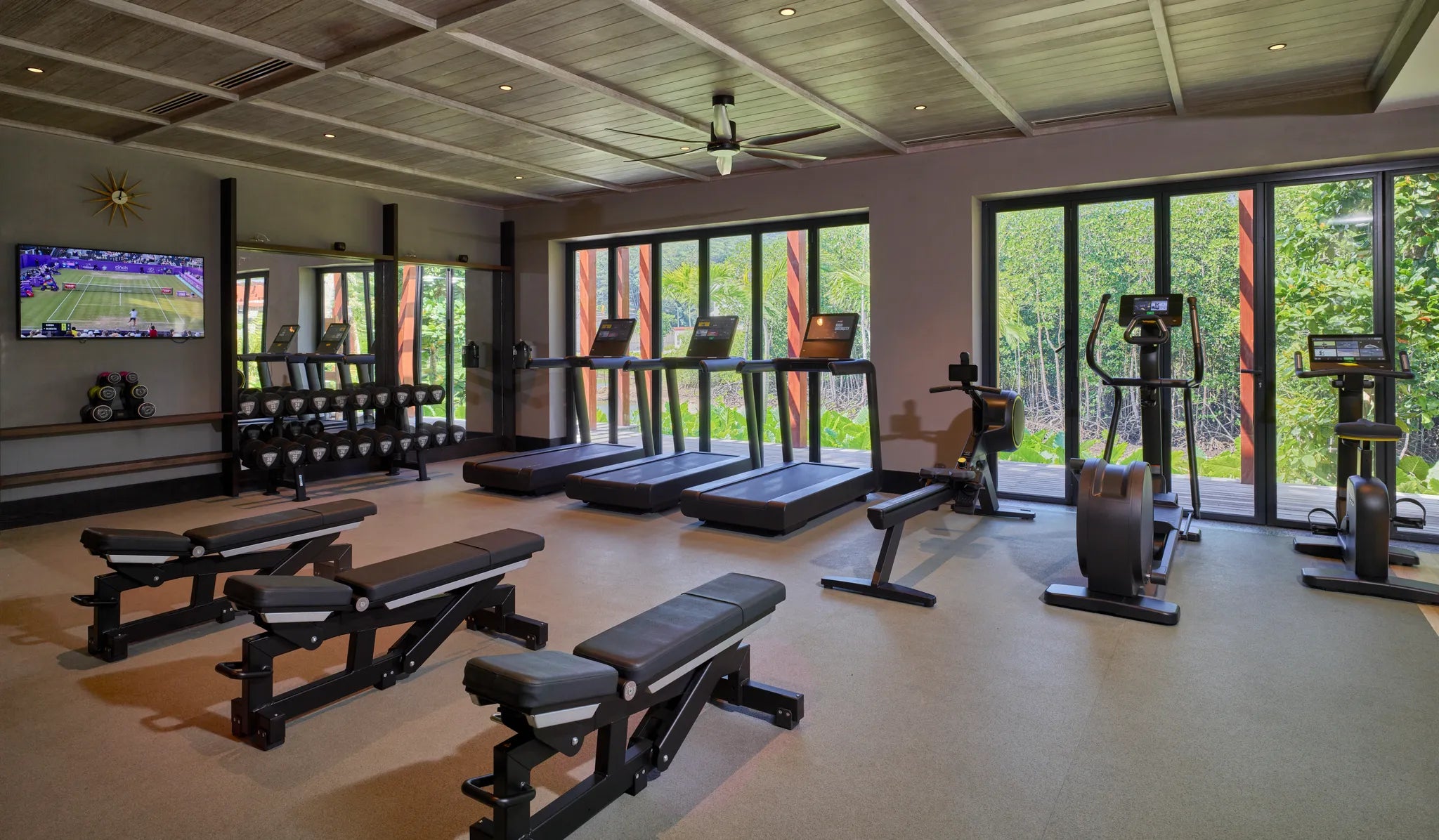 GYM at Canopy by Hilton Seychelles Resort, Mahe Island, Seychelles.