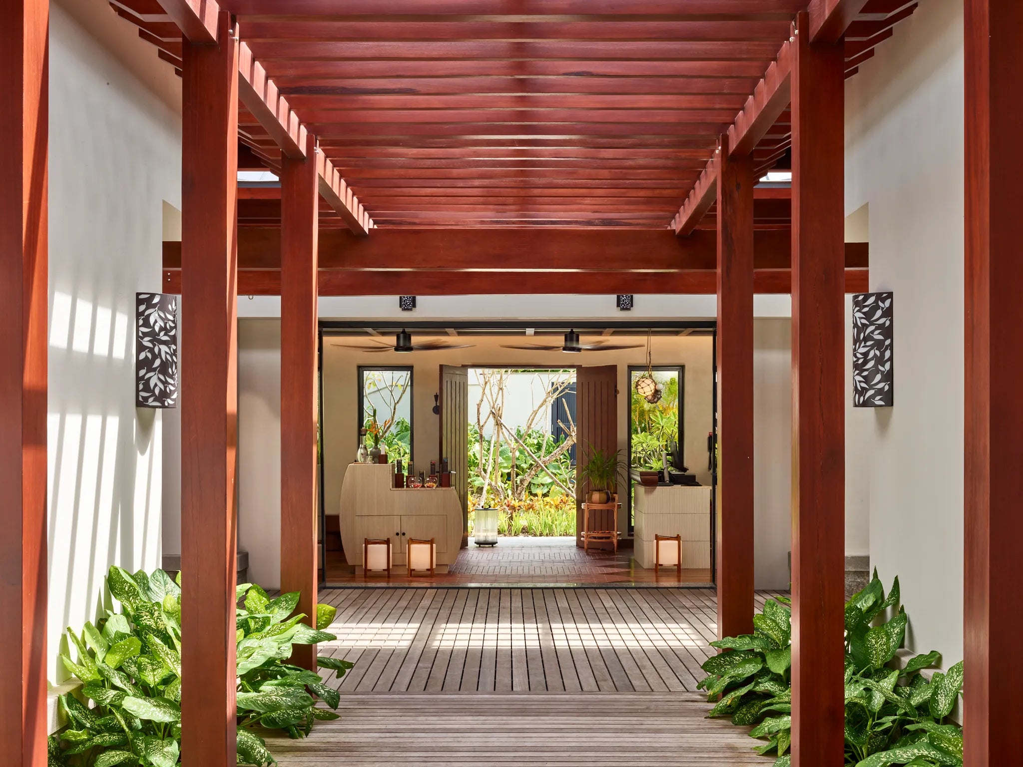 Spa Entrance at Canopy by Hilton Seychelles Resort, Mahe Island, Seychelles.