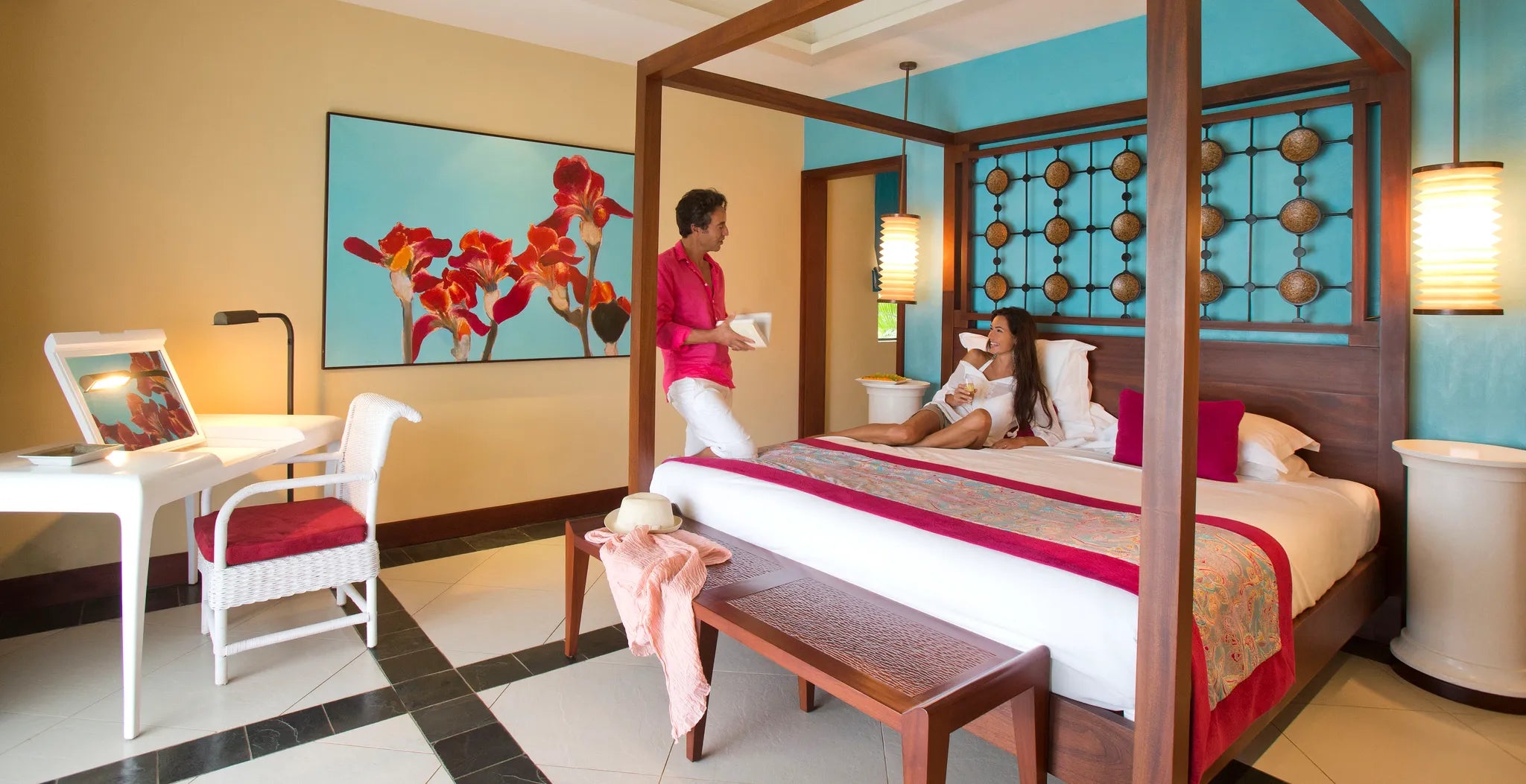 Adult couple at Club Med Albion Villas, Balaclava, Mauritius.