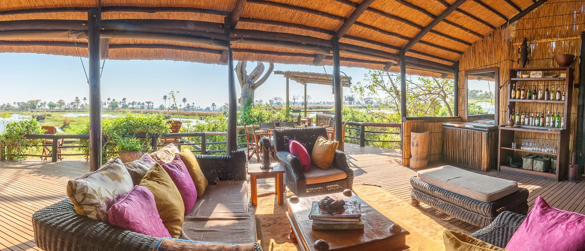 Delta Camp Main Guests Area at Delta Camp, Moremi Game Reserve, Botswana.