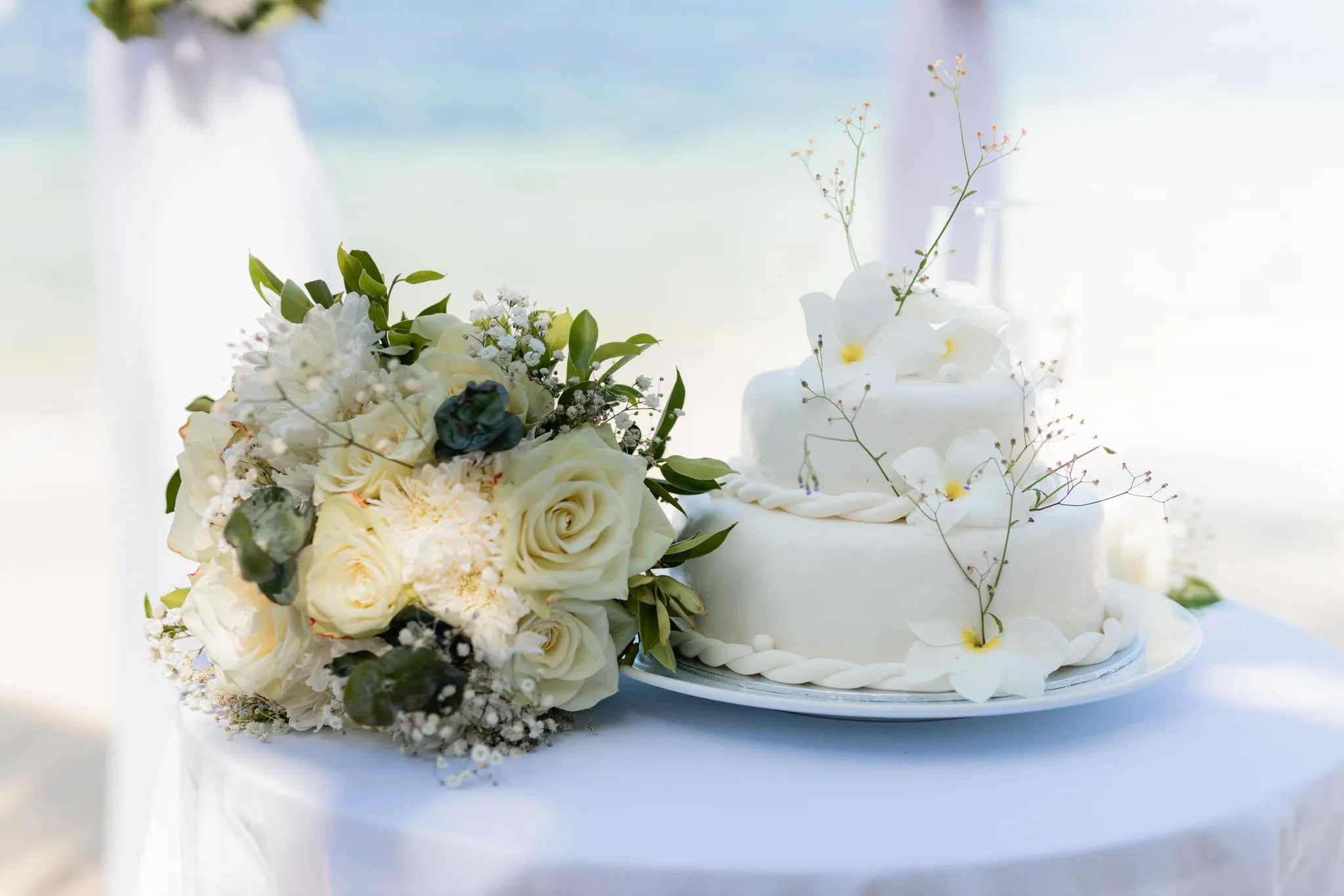 Wedding cake at DoubleTree by Hilton Seychelles Allamanda Resort and Spa, Mahe Island, Seychelles.