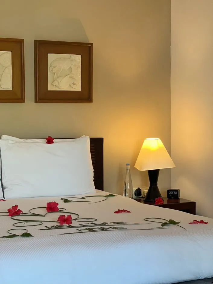 Bedroom at DoubleTree by Hilton Seychelles Allamanda Resort and Spa, Mahe Island, Seychelles.