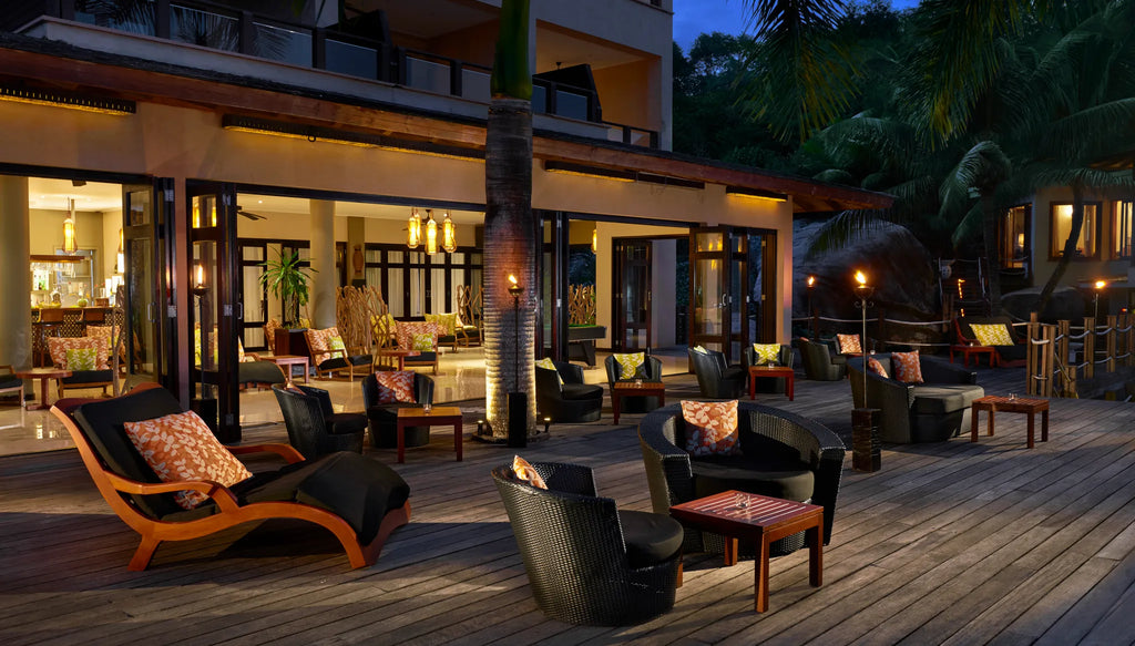 Ocean View Bar at DoubleTree by Hilton Seychelles Allamanda Resort and Spa, Mahe Island, Seychelles.