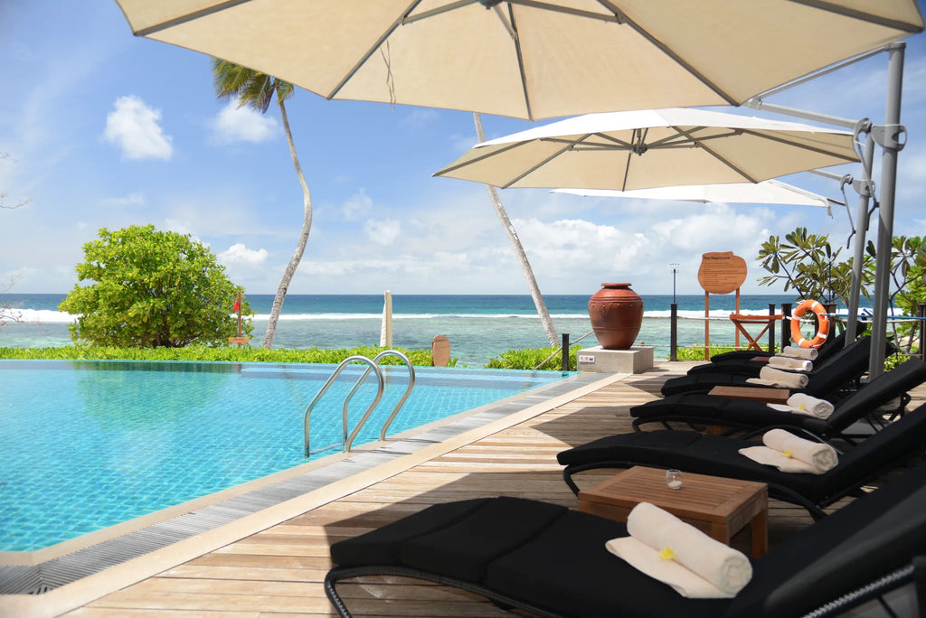 Swimming Pool at DoubleTree by Hilton Seychelles Allamanda Resort and Spa, Mahe Island, Seychelles.