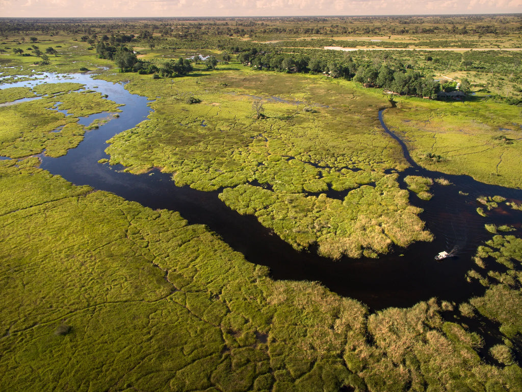 Duba Concession Aerial View at Duba Plains Camp, Duba Plains Private Reserve, Botswana.