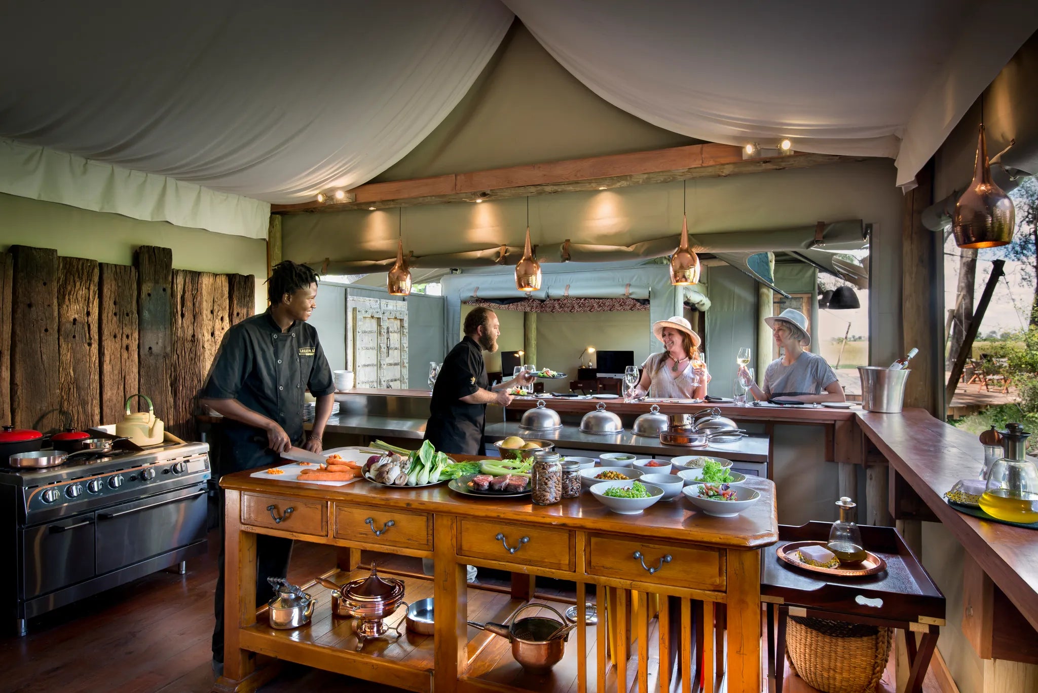 Open Chefs Kitchen at Duba Plains Camp, Duba Plains Private Reserve, Botswana.