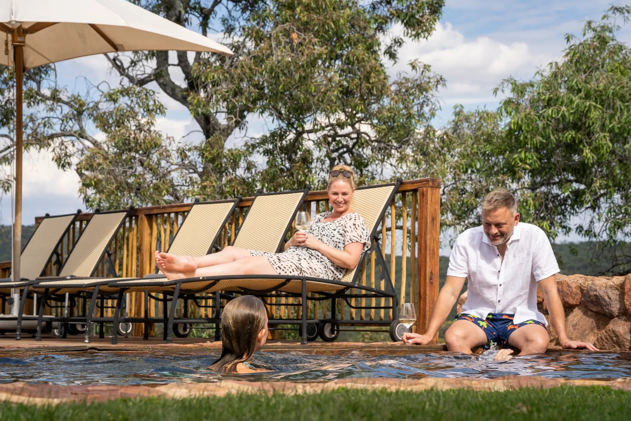 Pool Area at Ekuthuleni Lodge, Welgevonden Game Reserve, South Africa.