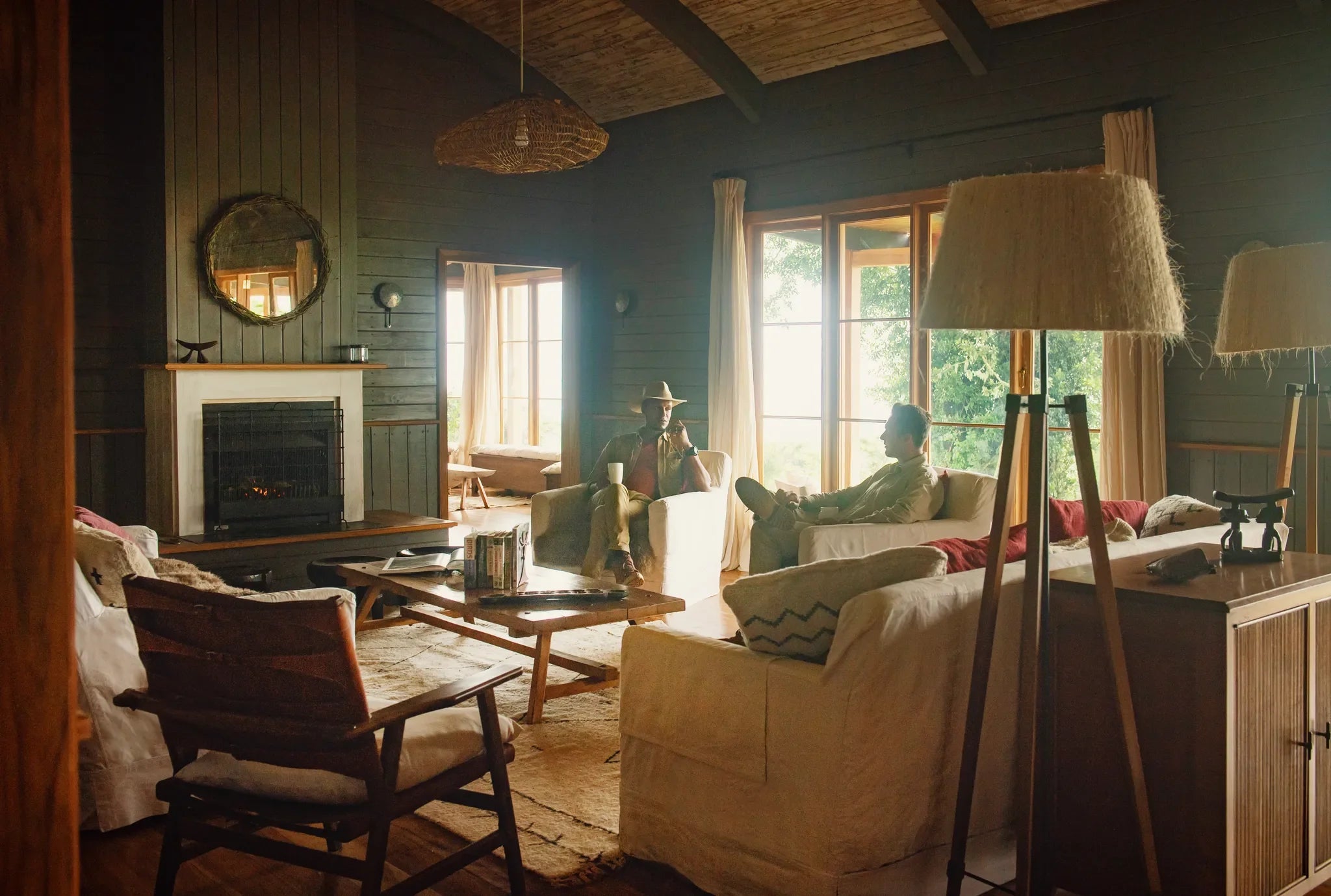 Morning coffee, and conversation, in one of the two sitting rooms at the Entamanu mess at Entamanu Ngorongoro, Ngorongoro ...