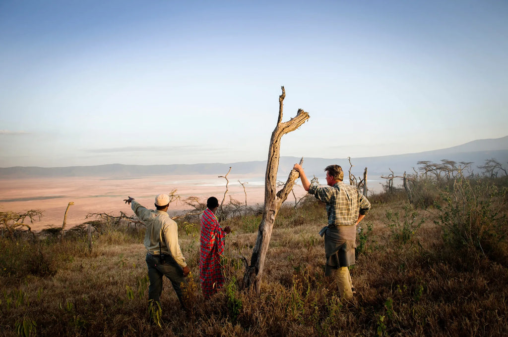 Walking on the Crater rim at Entamanu Ngorongoro, Ngorongoro Crater, Tanzania.