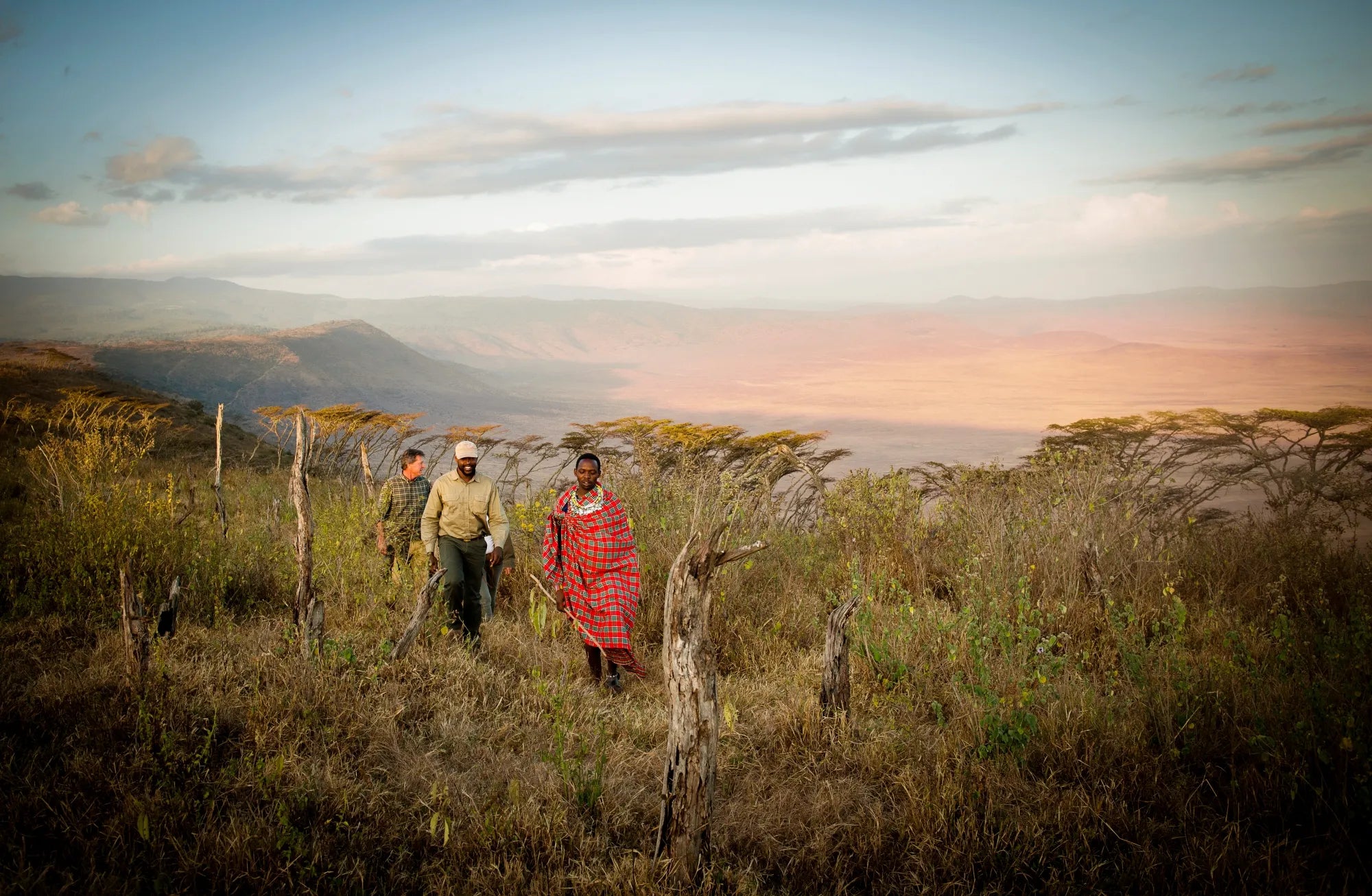 Walking safari at Entamanu Ngorongoro, Ngorongoro Crater, Tanzania.