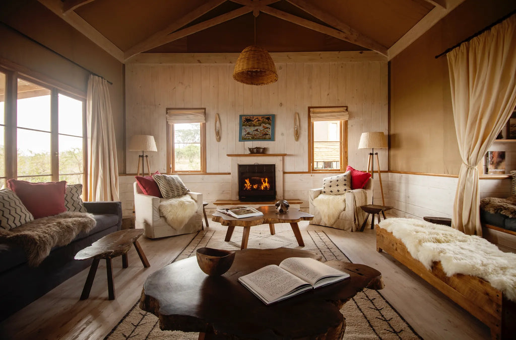 Lounge at Entamanu Private, Ngorongoro Crater, Tanzania.