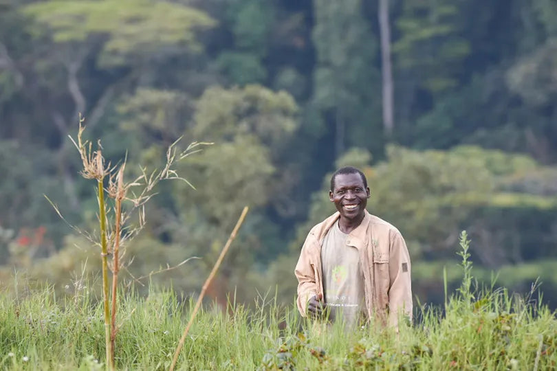 Erebero Hills - Batwa Man at Erebero Hills, Bwindi Impenetrable Forest National Park, Uganda.
