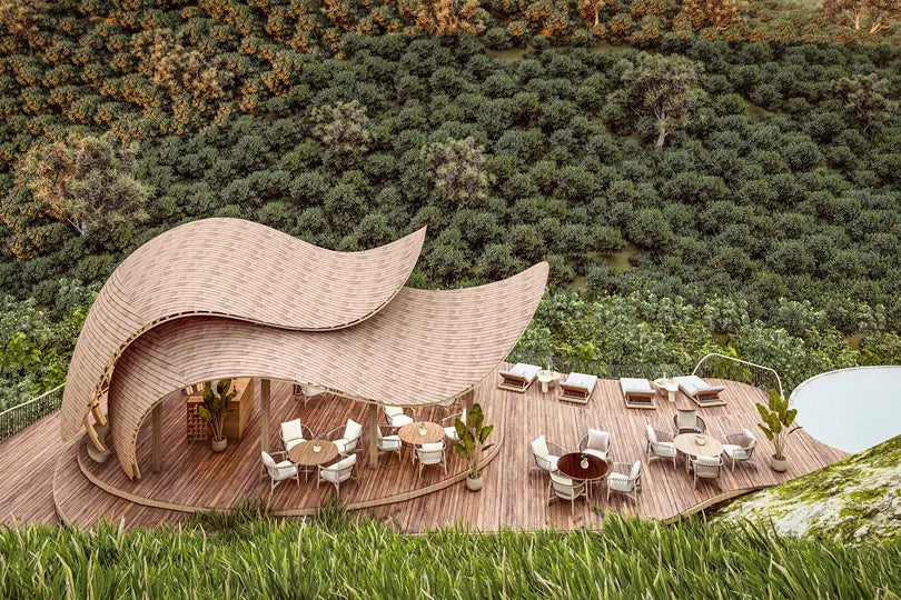 Erebero Hills - Pool Deck and Mess Area at Erebero Hills, Bwindi Impenetrable Forest National Park, Uganda.