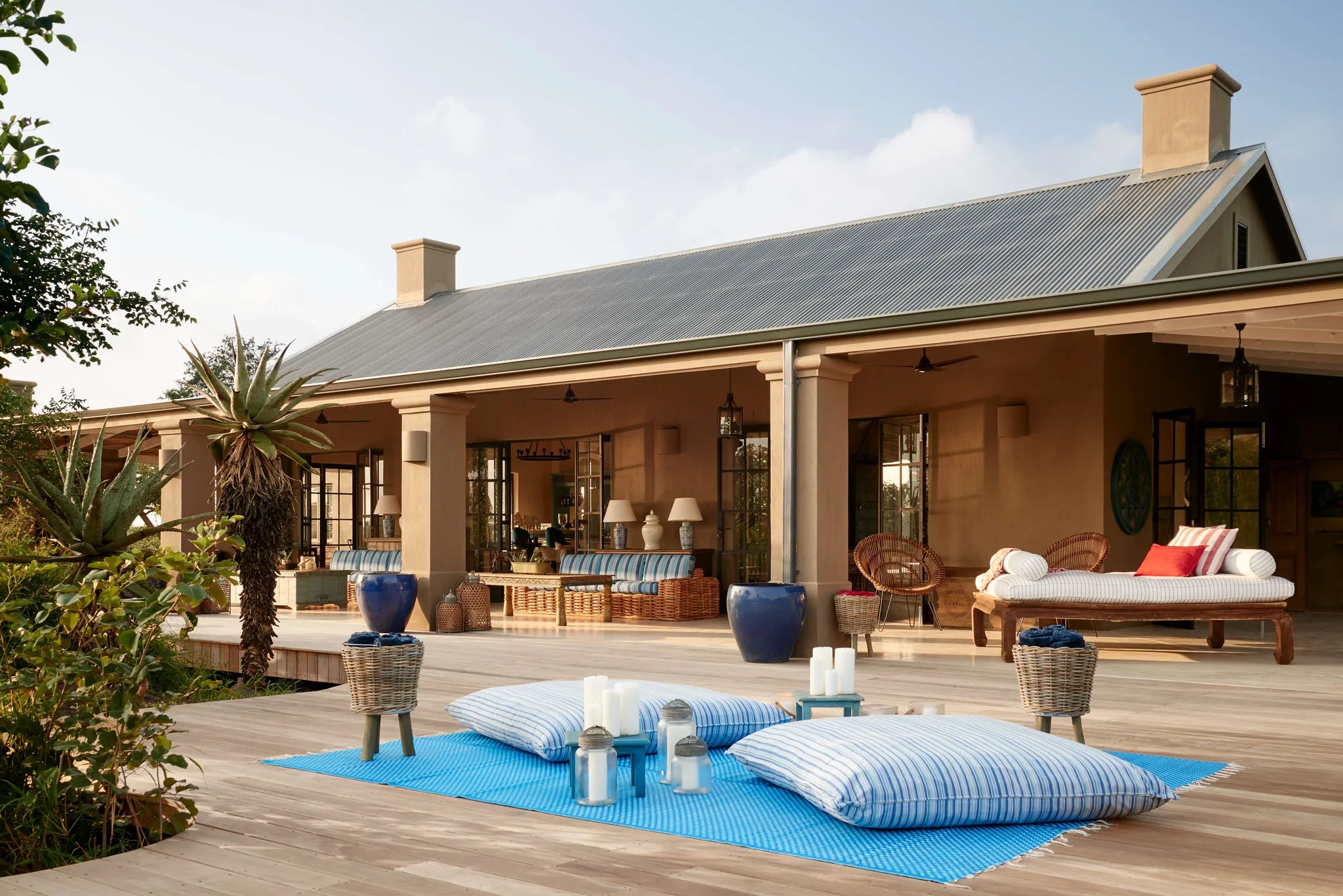 Farmstead Verandah and Deck at Farmstead at Royal Malewane, Thornybush Game Reserve, South Africa.