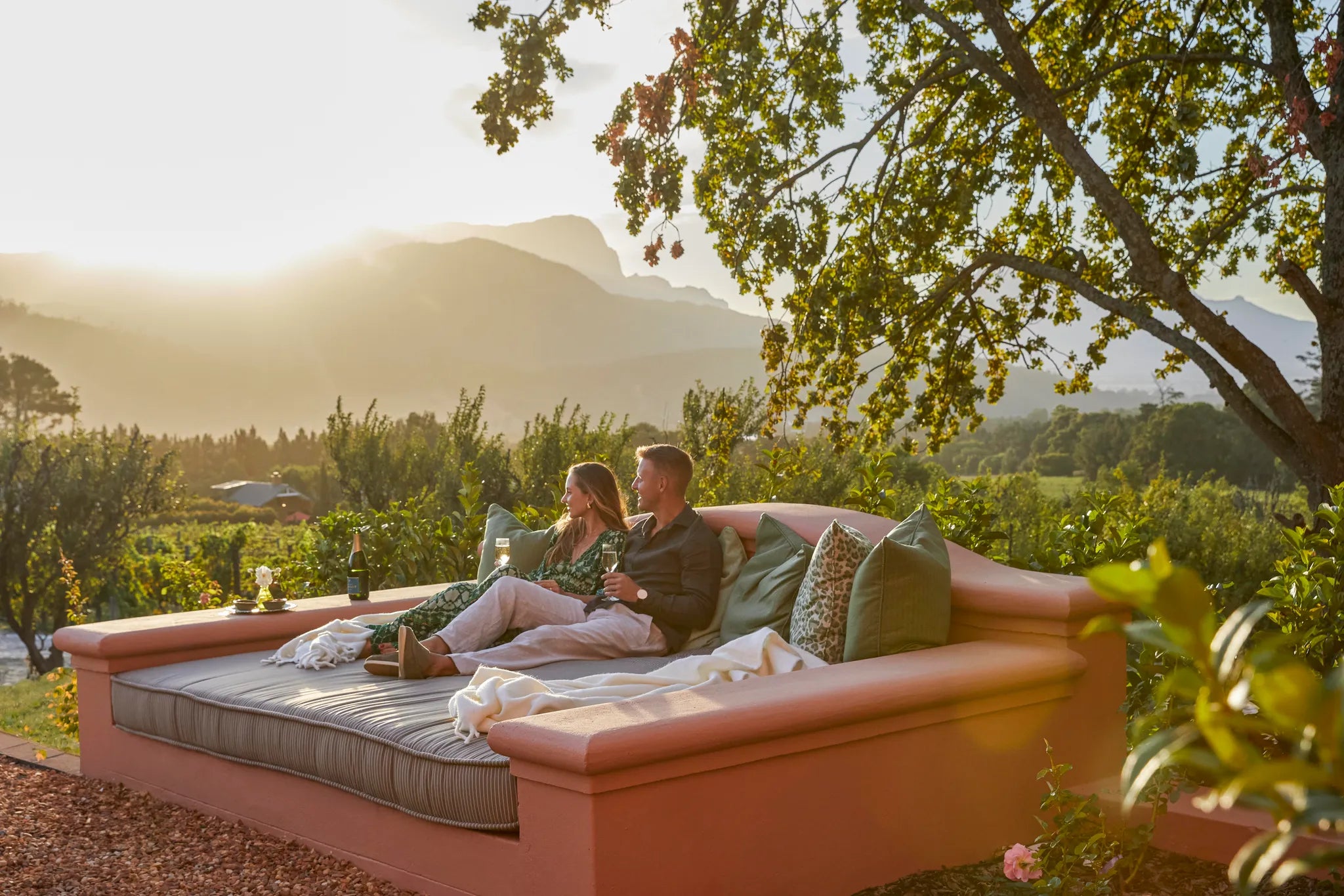 Franschhoek House Suite Three Daybed at Franschhoek House at La Residence, Franschhoek, South Africa.