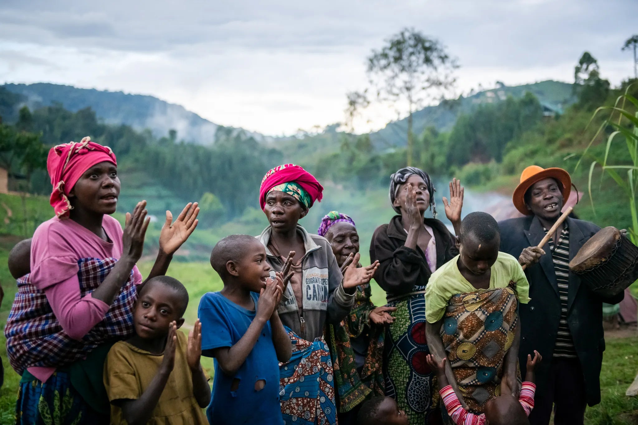 Batwe community near the lodge at Gorilla Safari Lodge, Mgahinga Gorilla National Park, Uganda.
