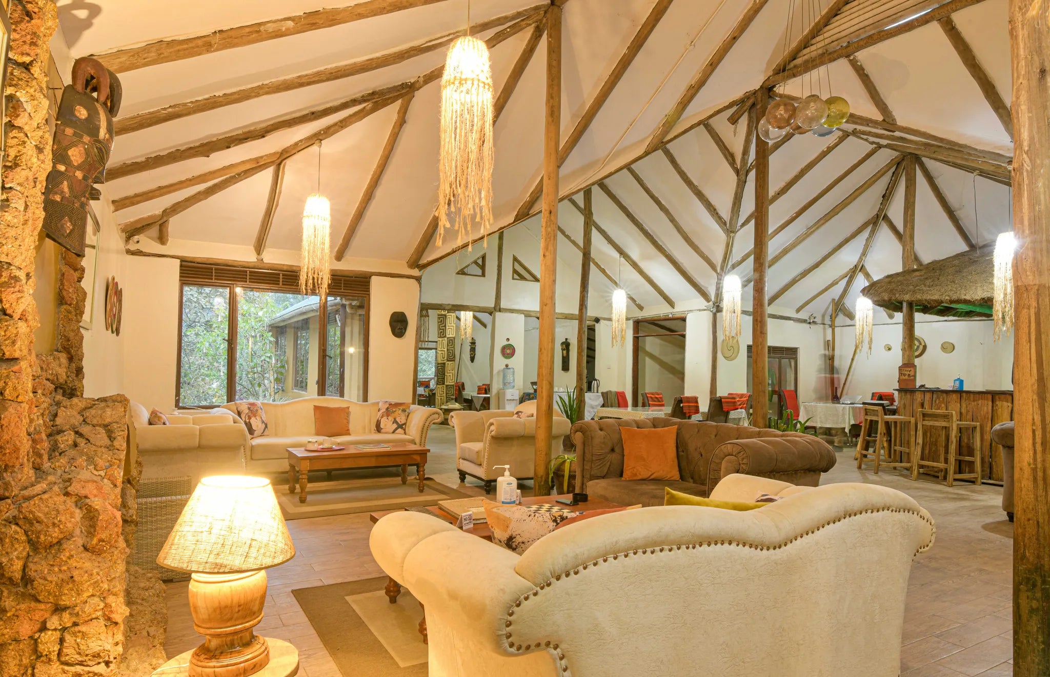 Lounge at Gorilla Safari Lodge, Mgahinga Gorilla National Park, Uganda.