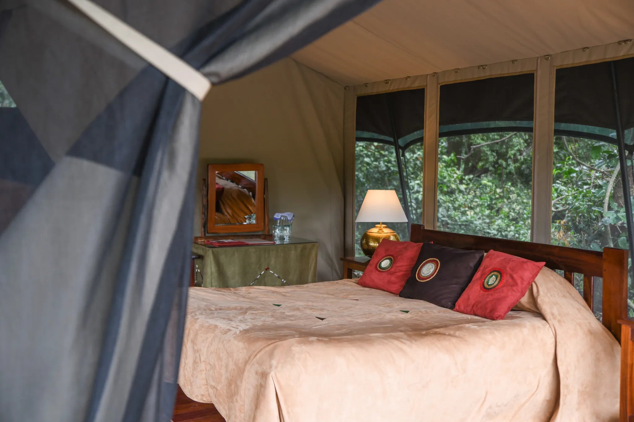 Private Camp tent interior at Governors' Private Camp, Masai Mara National Reserve, Kenya.