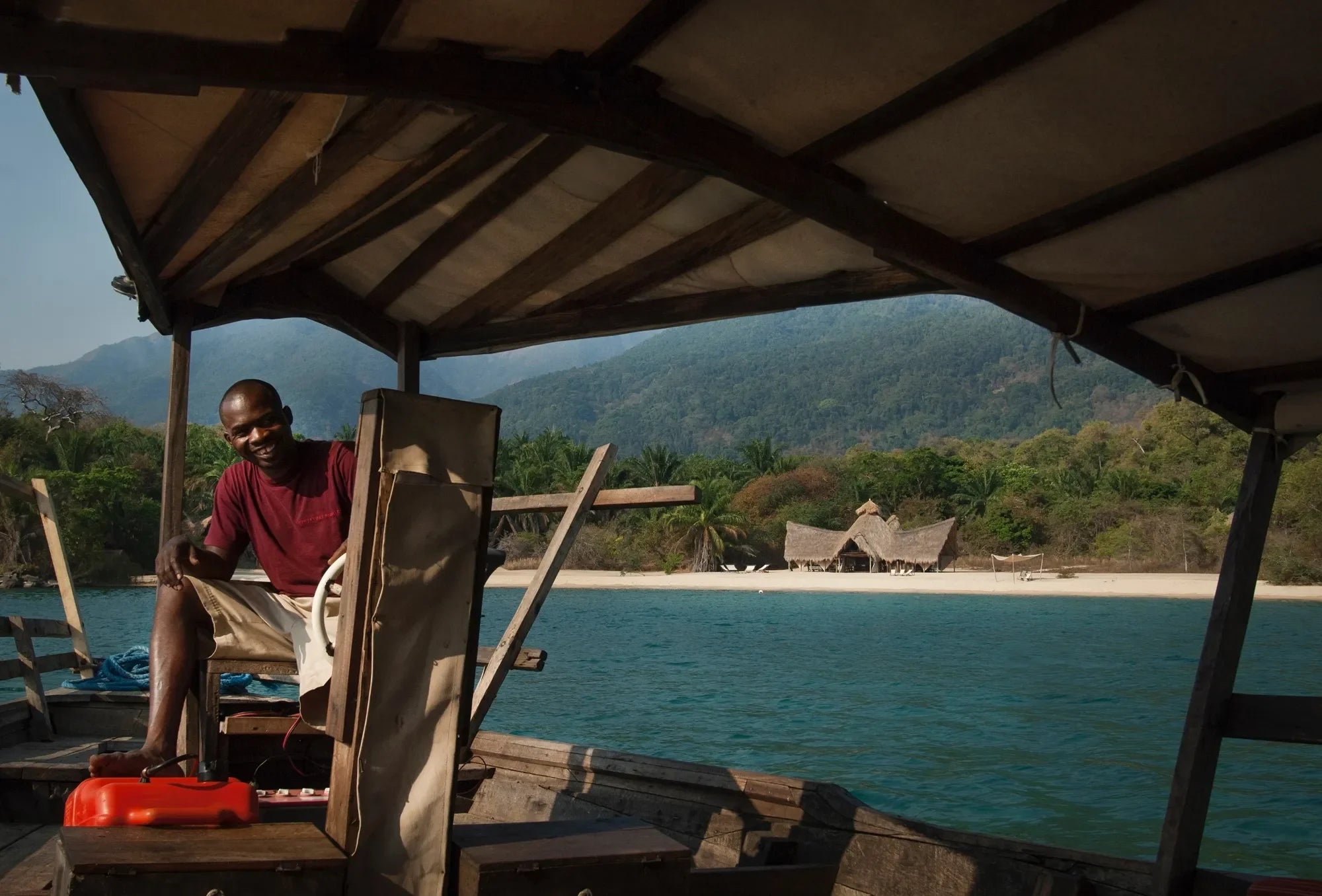 Arrive by dhow at Greystoke, Mahale, Mahale Mountain National Park, Tanzania.