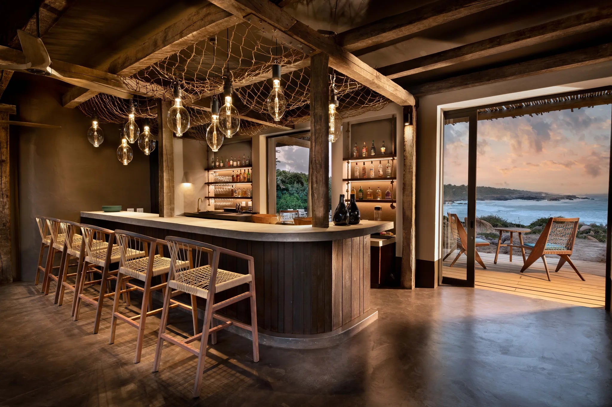 Bar Area at GweGwe Beach Lodge, The Wild Coast, South Africa.