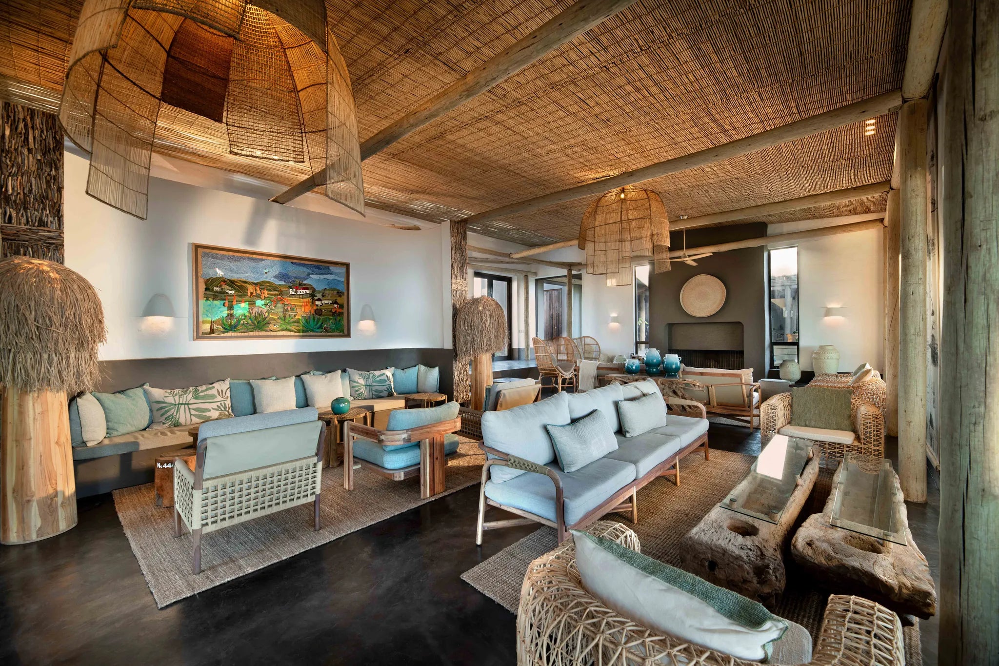 lounge area at GweGwe Beach Lodge, The Wild Coast, South Africa.