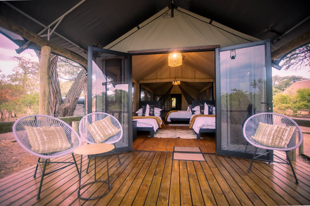 Luxury Tent - Deck at Hideaways Mogotlho Safari Lodge, Khwai River, Khwai, Botswana.