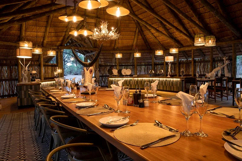 Main Lodge - Dining area at Hideaways Mogotlho Safari Lodge, Khwai River, Khwai, Botswana.